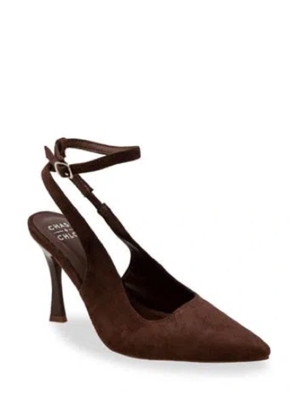 Chase & Chloe Brown Faux Suede Ankle Strap Pumps